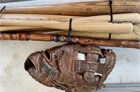Baseball Glove, Wooden Baseball Bats