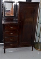 Vtg Gentleman's Dresser w Key - 62"h x 40"l