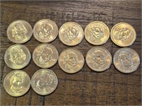 12 US Mint $1 Presidential Coins, (9)
