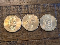 3 US Mint $1 Presidential Coins, 1 each John