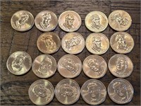 18 US Mint $1 Presidential Coins, (9) 2009-D