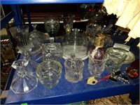 Estate Lot of Entire Shelf of Glassware and More