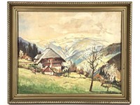 Eduard Muller Landscape 1949, Oil on Board, Framed