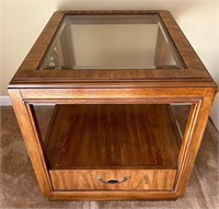 Drexel Glass Top Side Table