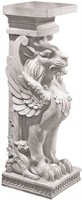 30"Winged Lion Pedestal/Column Stand-Ancient Ivory