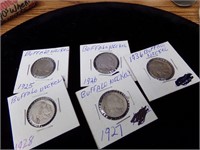 5 Buffalo nickels