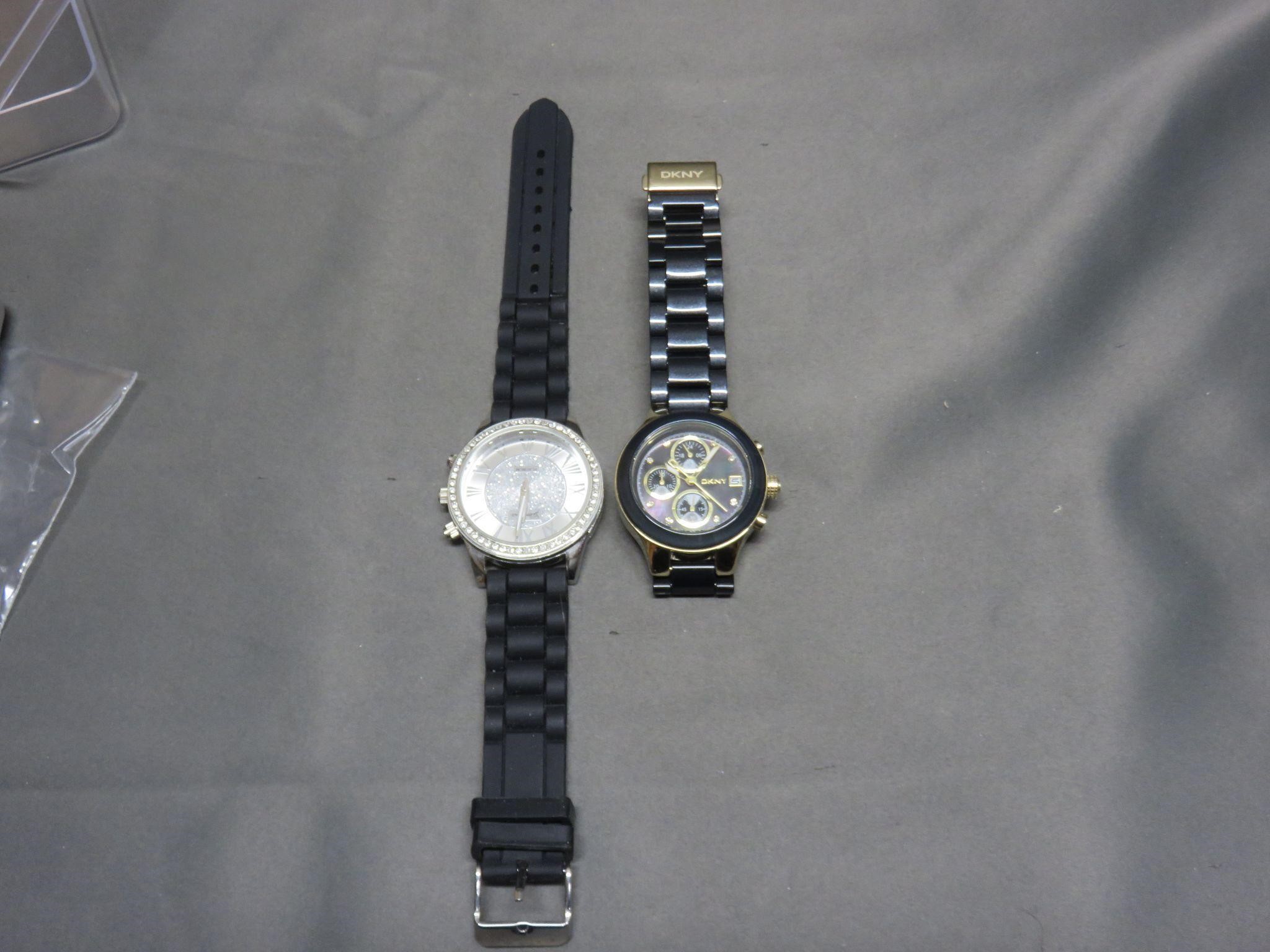 Lot of 2 Wrist Watches DKNY Geneve Platinum