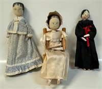 INTERESTING WOODEN ORIENTAL HAND PAINTED DOLLS