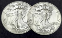 (2) 1990 Silver Eagles