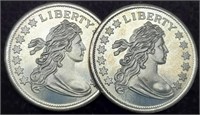 (2) Troy Oz. Silver Liberty Rounds