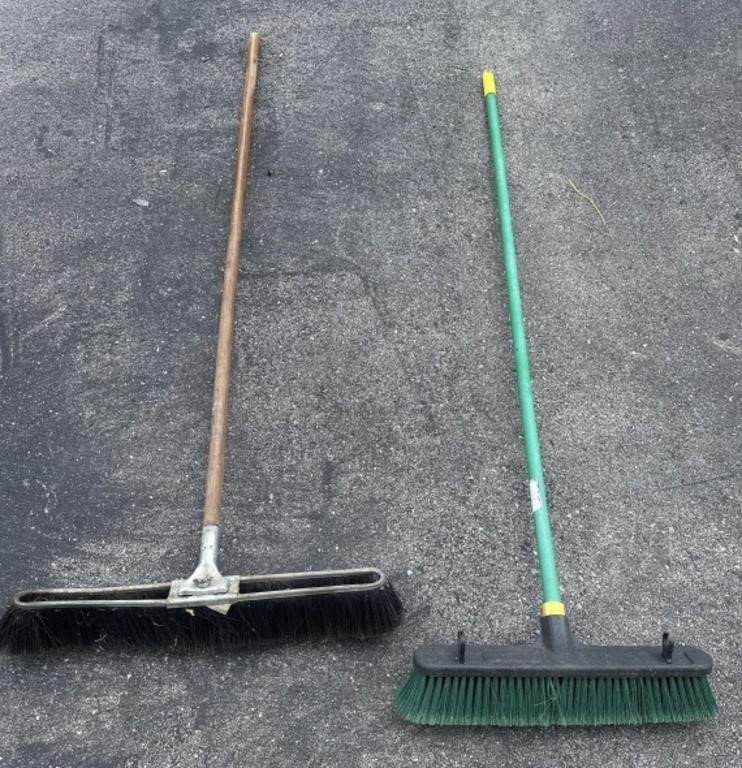 Two large floor brooms
