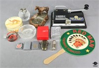 Cigarette Rolling Machine, Lighters, Ashtrays+