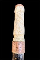 CARVED AND INLAID ANTIQUE WALKING STICK