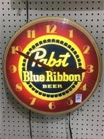 Round Pabst Blue Ribbon Lighted Clock