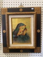 Italian framed gold Madonna - marked lower left