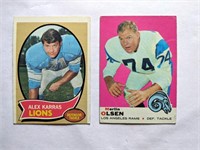 1970 Alex Karras & 1969 Merlin Olsen Topps Cards