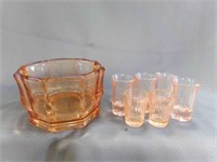 Cambridge Pink Depression Glass Octagonal Bowl