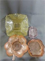 Vintage Yellow Indiana Glass Diamond Point Ruffled