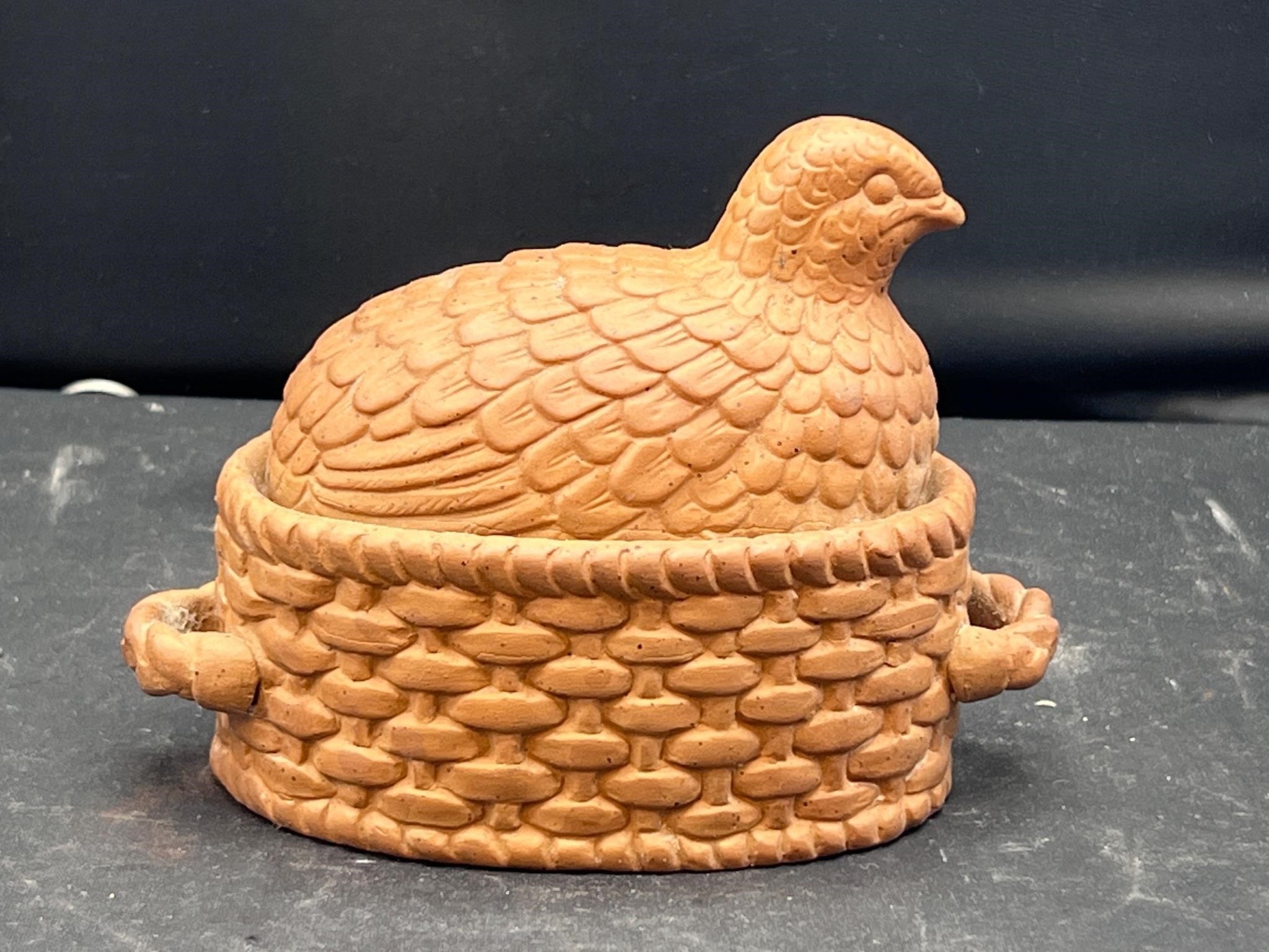 Vintage Partridge Quail Clay Basket