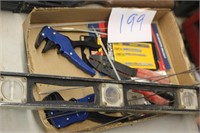 NEW SAW BLADES, CRIMPERS, LEVEL, MISC TOOLS