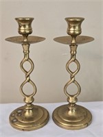 Pair of Swirl Brass Candle Stick Holders