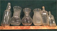 (6) GLASS BOTTLES & VASES