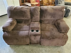 Brown Love Seat Recliner With Storage