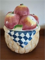 Ceramic apple basket cookie jar.