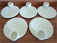 Set of five vintage white artichoke plates with