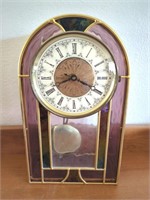 Vintage stained glass mantel clock.