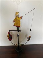 Folk Art Kinetic Fisherman Balancing Decor