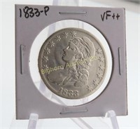 1833 Capped Bust Lettered Edge Half Dollar VF++