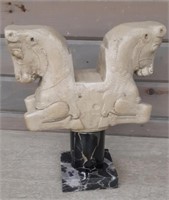 Capital with 2 Bull Heads Sculpture