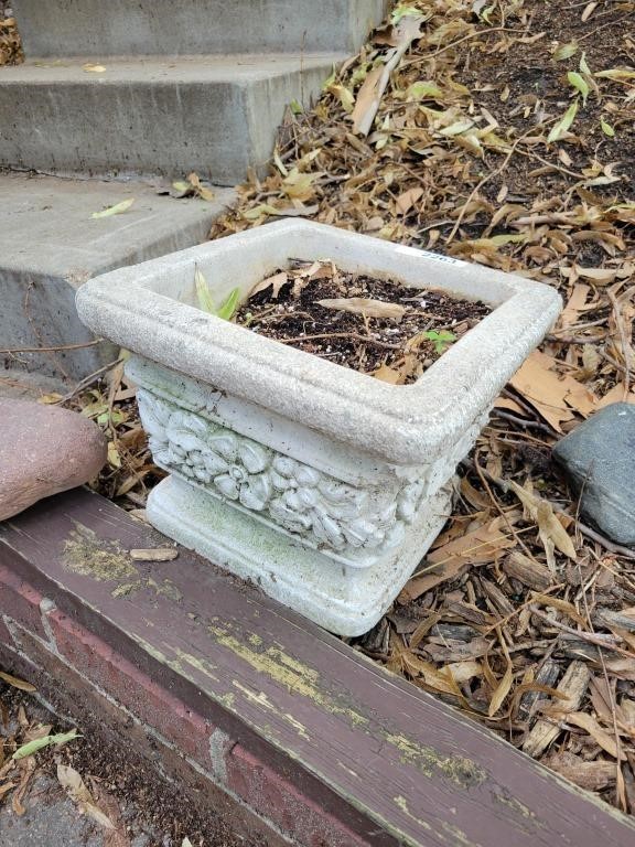 2 Concrete Planters - Approx 12" Sqaure X 9"T