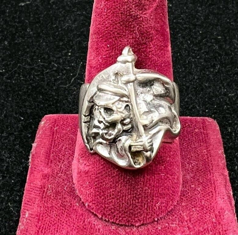 Skull w Flag Men's Ring Sz 10