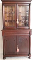 19TH C. WALNUT 2 PART CUPBOARD W/ GLAZED UPPER