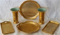 6 PCS PICKARD INCL. PAIR OF VASES AND 4 TRAYS,