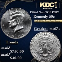 1996-d Kennedy Half Dollar Near TOP POP! 50c Grade