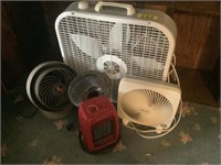 4 misc. fans & heater