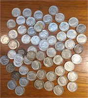 65 Roosevelt Silver Dimes,