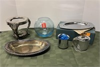 Silver plated platter & miscellaneous