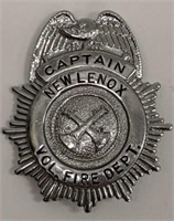 Vintage New Lenox Fire Dept. Captain Badge