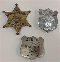Lot of 3 Vintage Children's Junior Badges