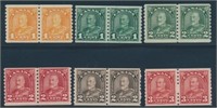 CANADA #178-183 PAIRS MINT FINE-VF NH