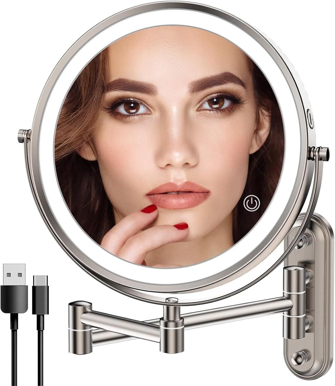 Rechargeable Makeup Mirror  8 Inch LED 10X