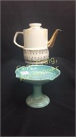 (1) coffee pot with gold trim, England, (1)