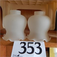 PAIR OF FROSTED GLASS LAMP SHADES