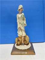 Figurine on Wood Stand - A. Belcari 11 " T