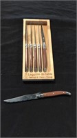 Laguiole knife set in wood case