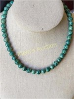 green amazonite choker necklace sterling clasp 16"